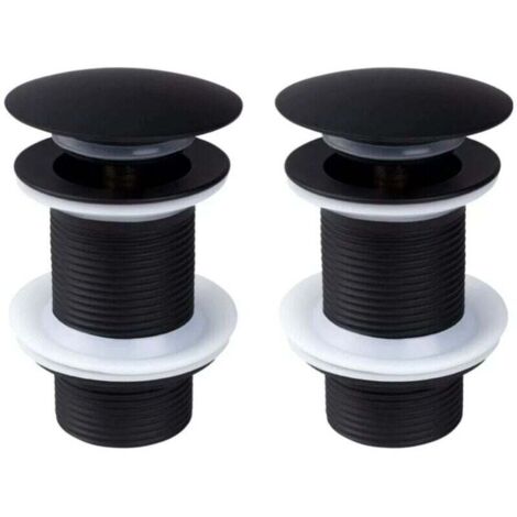 Tapón de fregadero negro sin rebosadero, 2 piezas, universal, negro, emergente, desagüe automático