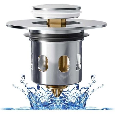 Tapón de fregadero universal de latón con filtro antiobstrucción, compatible con agujeros de 33,5 a 41,5 mm.