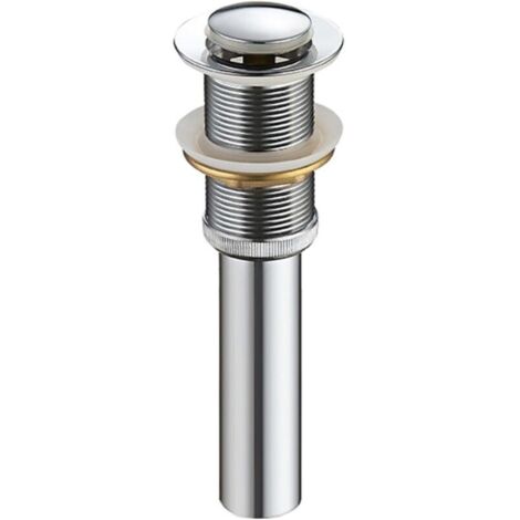 Tapón de lavabo de latón sin rebosadero, desagüe automático para lavabos, cromado