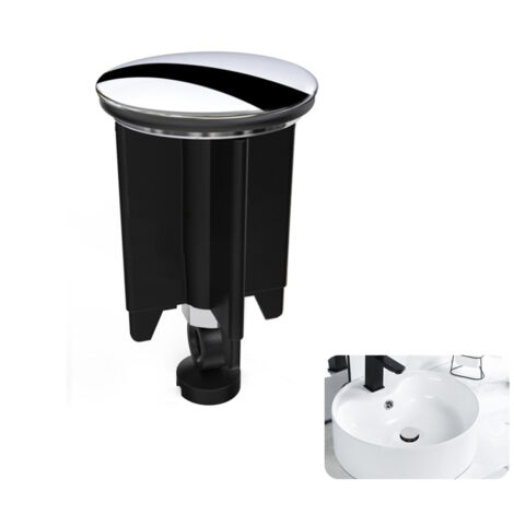 Tapón de lavabo universal de 40 mm de latón cromado con junta de goma para lavabos y bidés - tapón excéntrico - regulable en altura, inoxidable y estanco