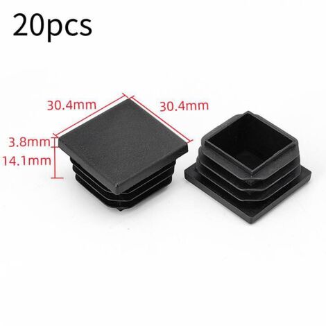 Tapón de plástico negro de 30 x 30 mm para tubo cuadrado, boquilla de plástico para tubo cuadrado, tapón de placa para extremo de tubo macizo