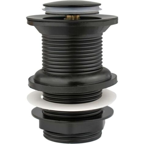 Tapón de repuesto para lavabo de baño, de latón, de alta calidad, negro, sin ranura, conexión estándar G 1/1.