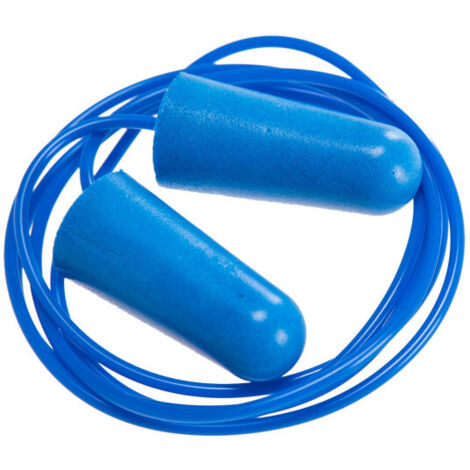 Tapón detectable de espuma de PU con cordón (200 pares) - Azul - Portwest