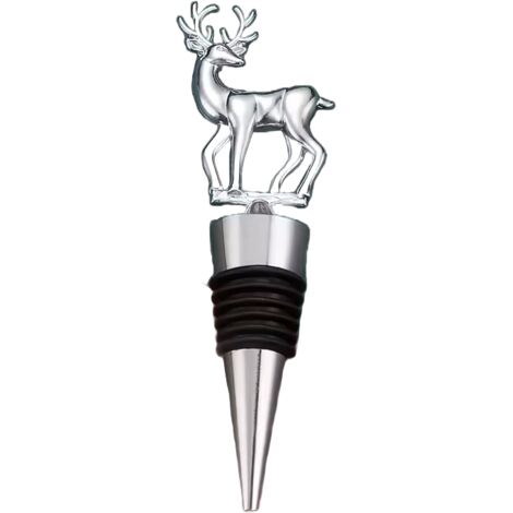 Tapón Metálico para Botella de Vino con Reno Plateado