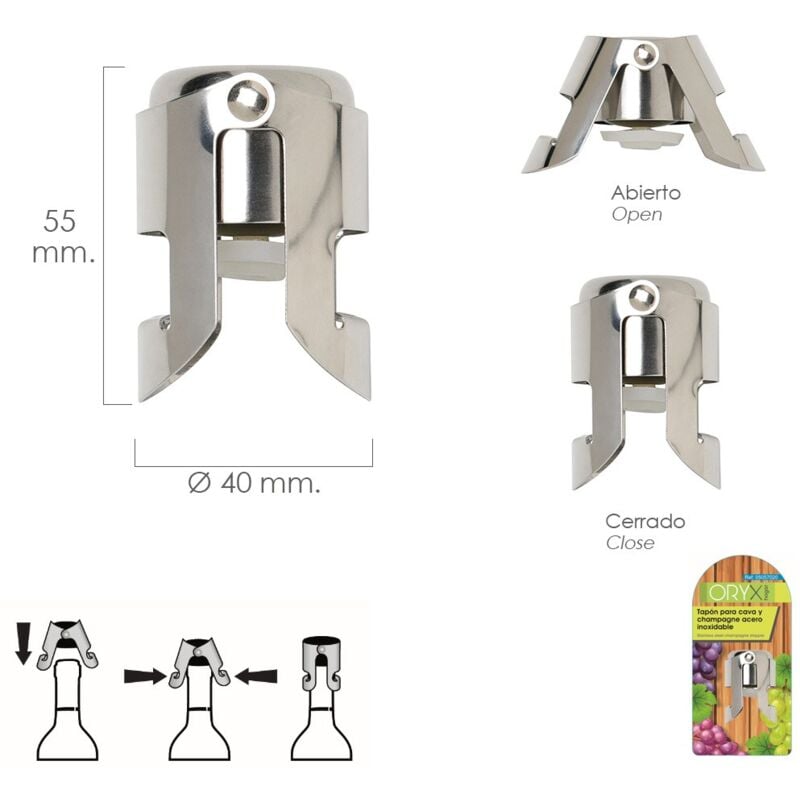 

Tapon para cava y champagne acero inoxidable