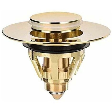 Tapón universal para fregadero – tapón de válvula – fregadero – colador de latón con función antiobstrucción – tapón para fregadero – tapón para fregadero (dorado)
