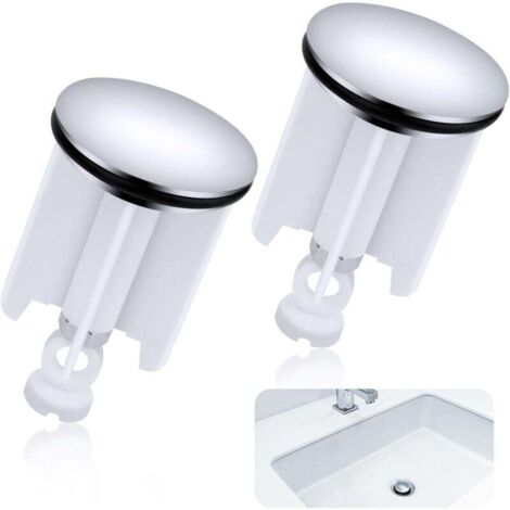 Tapón universal para lavabo de baño, 2 tapones de desagüe de 40 mm, altura ajustable, con junta para desagües de lavabo, fregaderos de cocina y baño.