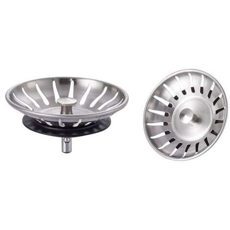 Tapones de acero inoxidable para fregadero (2 unidades): colador universal (78 mm), desagüe de 18 ranuras, rejilla antiobstrucción y cesta de acero inoxidable con desagüe rápido.