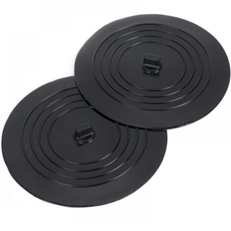 Tapones de drenaje de silicona universales de 15 cm para fregaderos de cocina y lavabos de baño (paquete de 2) (negro)