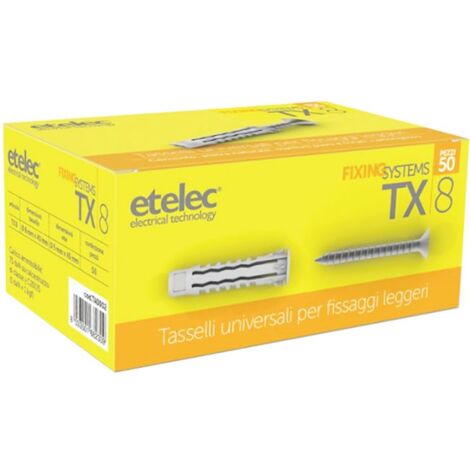 Tapones de nylon Etelec con tornillos 8x40mm 50 uds. TA0002