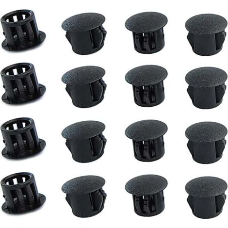 Tapones de plástico redondos (negros, 8 mm), 20 piezas, tapas para agujeros de muebles, tapas de plástico para agujeros, tapones para taladros de cerraduras de agujeros de muebles