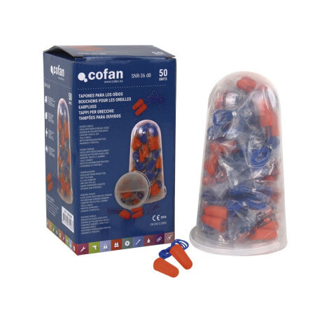 Tapones de Protección Auditiva en Pack de 50 o 10 unidades desechables con cuerda en color naranja 11000380