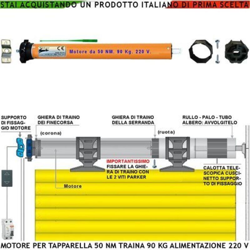 Securvera Tapparella Automatica Motore 230 V 220 W Potenza Di Train...
