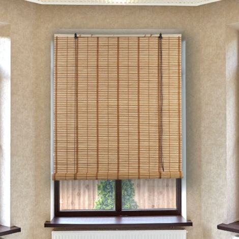 Tapparella in bamboo da interno per finestre con arrotolamento a carrucola - 100x160 cm
