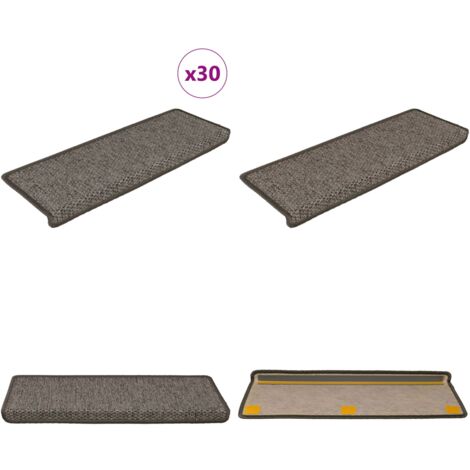 Tappeti Adesivi per Scale Sisal 30pz 65x21x4cm Grigio e Beige - Tappeti adesivi - Tappeti in sisal