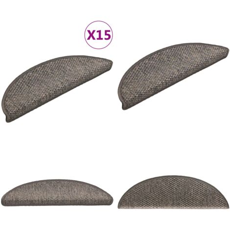 Tappeti Adesivi Scale Aspetto Sisal 15 pz 56x17x3cm Grigio e Beige - Tappeti antiscivolo - Tappeti in sisal