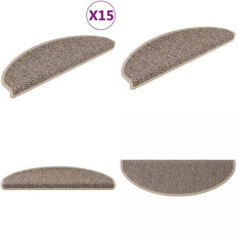 Tappeti Adesivi Scale Aspetto Sisal 15 pz 65x21x4cm Beige Scuro - Tappeti adesivi - Tappeti in sisal