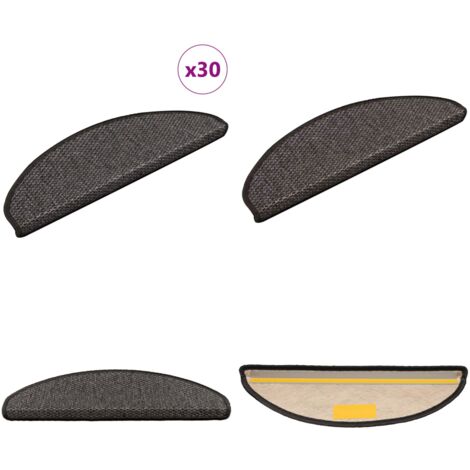 Tappeti Adesivi Scale Aspetto Sisal 30 pz 65x21x4 cm Antracite - Tappeti adesivi - Tappeti in sisal