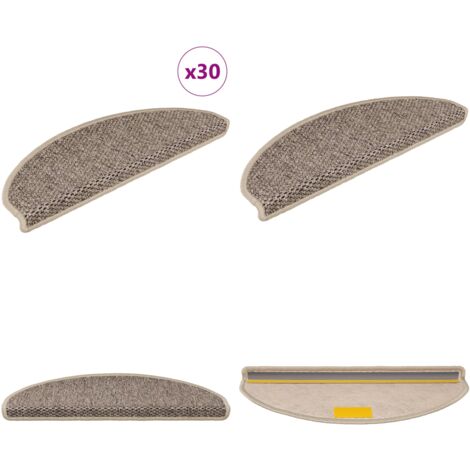 Tappeti Adesivi Scale Aspetto Sisal 30 pz 65x21x4cm Beige Scuro - Tappeti adesivi - Tappeti in sisal