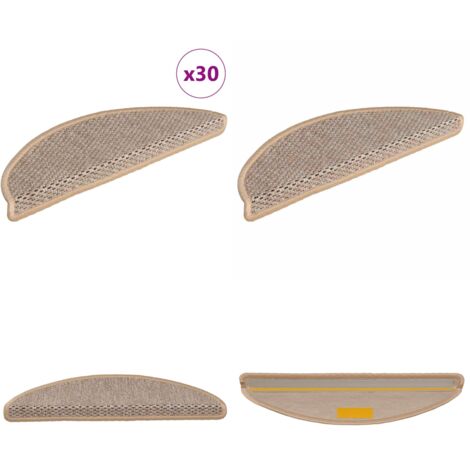 Tappeti Adesivi Scale Aspetto Sisal 30pz 56x17x3cm Beige Chiaro - Tappeti adesivi - Tappeti in sisal