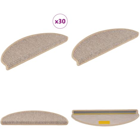 Tappeti Adesivi Scale Aspetto Sisal 30pz 65x21x4cm Beige Chiaro - Tappeti adesivi - Tappeti in sisal