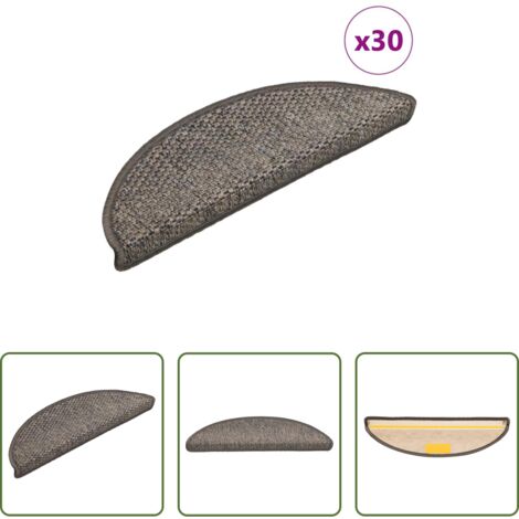 Tappeti adesivi -  Tappeti Adesivi per Scale Sisal 30pz 56x17x3 cm Grigio e Beige