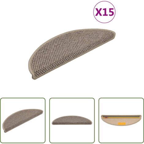 Tappeti adesivi - Tappeti Adesivi Scale Aspetto Sisal 15 pz 56x17x3cm Beige Scuro