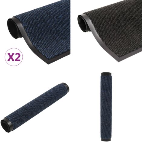 Tappeti Antipolvere 2 pz Rettangolari Trapuntati 120x180cm Blu - Tappeti antiscivolo - Tappeti per pavimenti