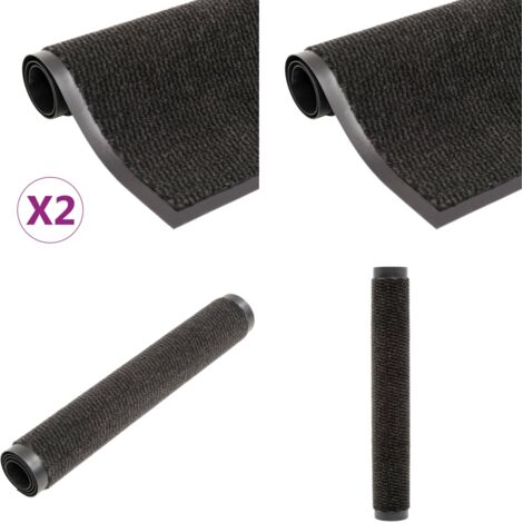 Tappeti Antipolvere 2 pz Rettangolari Trapuntati 60x90 cm Neri - Tappeti antiscivolo - Tappeti per pavimenti