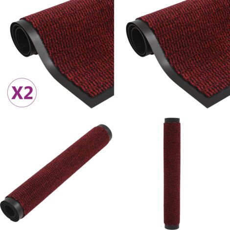 Tappeti Antipolvere 2 pz Rettangolari Trapuntati 80x120cm Rossi - Tappeti antiscivolo - Tappeti per pavimenti