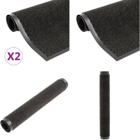Tappeti Antipolvere 2 pz Rettangolari Trapuntati 90x150 cm Neri - Tappeti antiscivolo - Tappeti per pavimenti