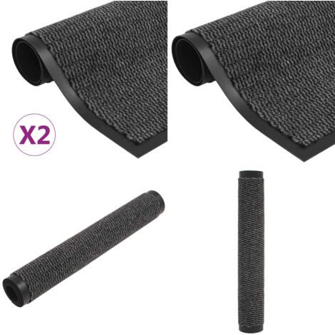 Tappeti Antipolvere 2 pz Trapuntati 80x120 cm Antracite - Tappeti antiscivolo - Tappeti antipolvere 80x120 cm