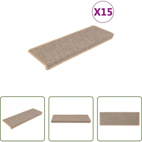 Tappeti antiscivolo -  Tappeti Adesivi Scale Aspetto Sisal 15pz 65x21x4cm Beige Chiaro