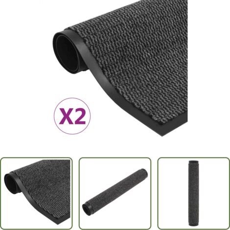 Tappeti antiscivolo -  Tappeti Antipolvere 2 pz Trapuntati 80x120 cm Antracite