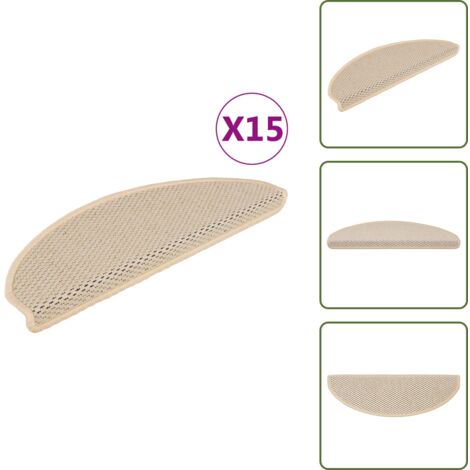 Tappeti antiscivolo - vidaXL Tappeti Autoadesivi Scale Aspetto Sisal 15 pz 65x21x4cm Berbero - Tappeti per scale in fibra di agave