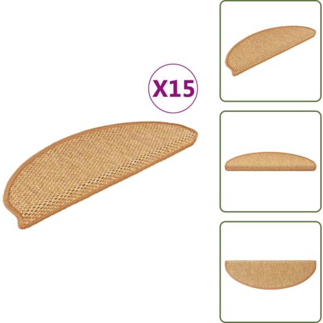 Tappeti antiscivolo - vidaXL Tappeti Autoadesivi Scale Aspetto Sisal 15pz 65x21x4 Sisal - Tappeti per scale in fibra di agave