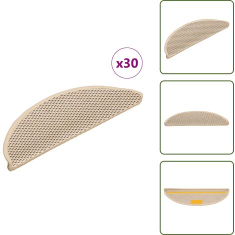 Tappeti antiscivolo - vidaXL Tappeti Autoadesivi Scale Aspetto Sisal 30pz 56x17x3 cm Berbero - Tappeti per scale in sisal