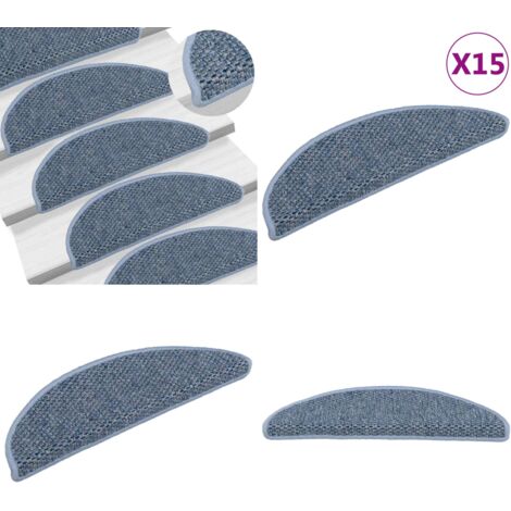Tappeti Autoadesivi per Scale Aspetto Sisal 15pz 56x17x3 cm Blu - Tappeti autoadesivi - Tappeti in sisal