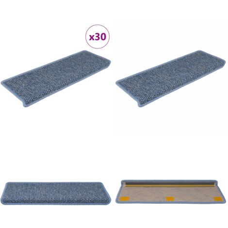 Tappeti Autoadesivi per Scale Aspetto Sisal 30pz 65x21x4 cm Blu - Tappeti autoadesivi - Tappeti in sisal