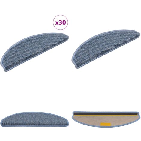 Tappeti Autoadesivi per Scale Aspetto Sisal 30pz 65x21x4 cm Blu - Tappeti autoadesivi - Tappeti in sisal