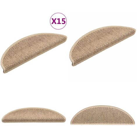 Tappeti Autoadesivi Scale Aspetto Sisal 15 pz 56x17x3 cm Sabbia - Tappeti autoadesivi - Tappeti in sisal