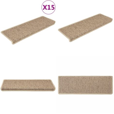 Tappeti Autoadesivi Scale Aspetto Sisal 15 pz 65x21x4 cm Sabbia - Tappeti autoadesivi - Tappeti in sisal
