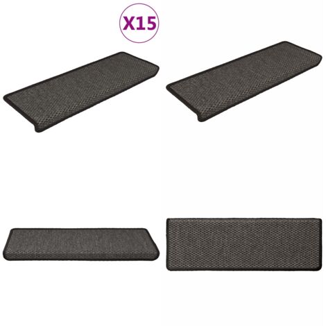 Tappeti Autoadesivi Scale Aspetto Sisal 15pz 65x21x4 Antracite - Tappeti autoadesivi - Tappeti in sisal