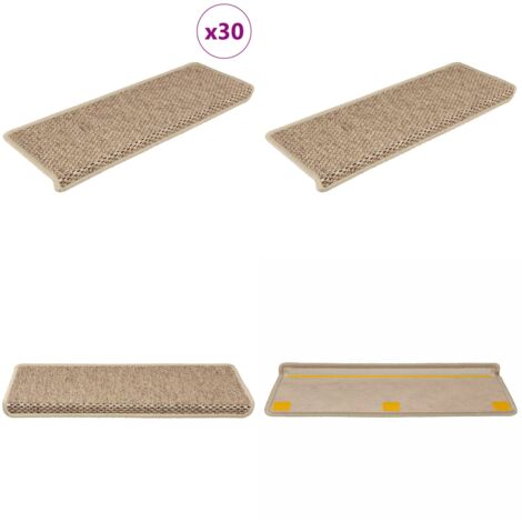 Tappeti Autoadesivi Scale Aspetto Sisal 30 pz 65x21x4 cm Sabbia - Tappeti autoadesivi - Tappeti in sisal