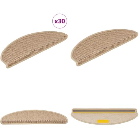 Tappeti Autoadesivi Scale Aspetto Sisal 30 pz 65x21x4 cm Sabbia - Tappeti autoadesivi - Tappeti in sisal
