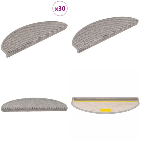Tappeti Autoadesivi Scale Aspetto Sisal 30 pz 65x21x4cm Argento - Tappeti autoadesivi - Tappeti in sisal