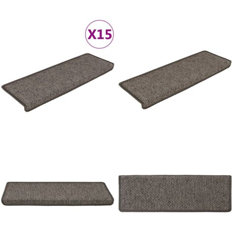 Tappeti Autoadesivi Scale Sisal 15 pz 65x21x4 cm Grigio e Beige - Tappeti autoadesivi - Tappeti in sisal
