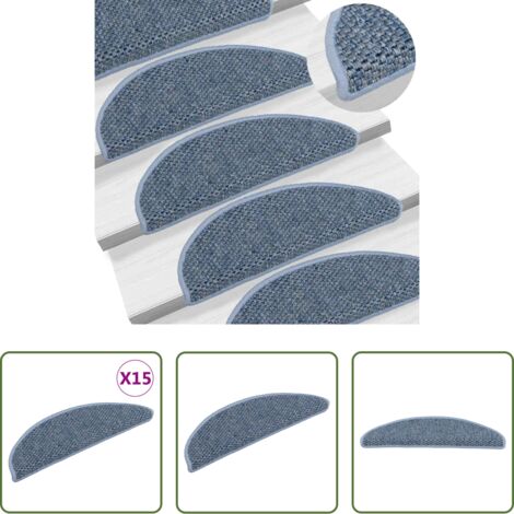 Tappeti autoadesivi -  Tappeti Autoadesivi per Scale Aspetto Sisal 15pz 56x17x3 cm Blu