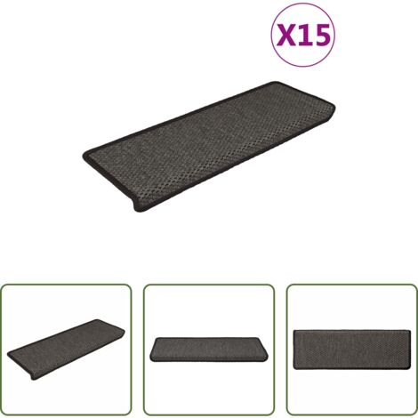 Tappeti autoadesivi -  Tappeti Autoadesivi Scale Aspetto Sisal 15pz 65x21x4 Antracite