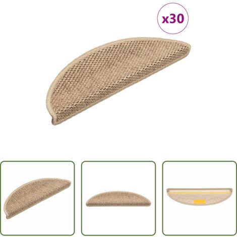 Tappeti autoadesivi -  Tappeti Autoadesivi Scale Aspetto Sisal 30 pz 56x17x3 cm Sabbia
